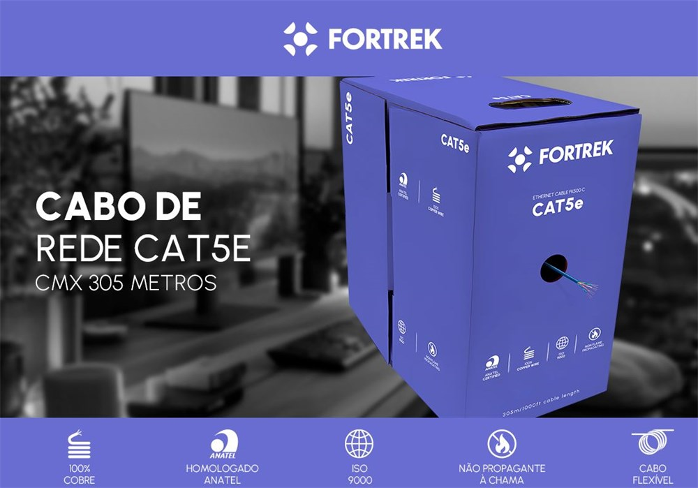 Cabo de Rede Lan Cat5e 24Awg Fortrek / Vinik FK500C - O METRO