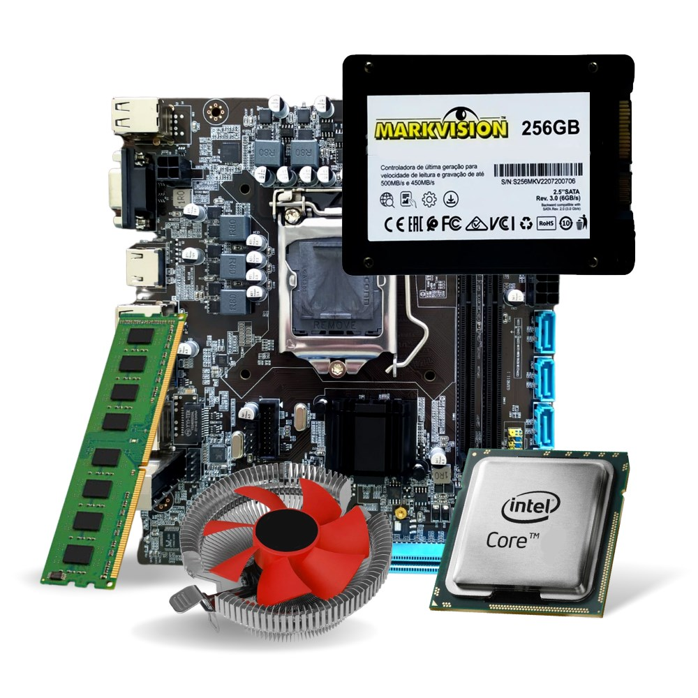 Micro CPU 1155 Processador i3 Placa Me Memoria 8GB  e SSD 256GB ( KIT )