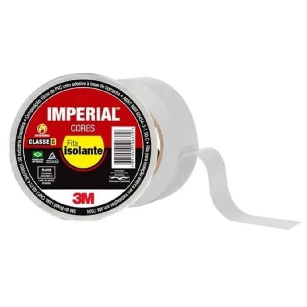 Fita Isolante 18mm X 10m IMPERIAL Branca 3M