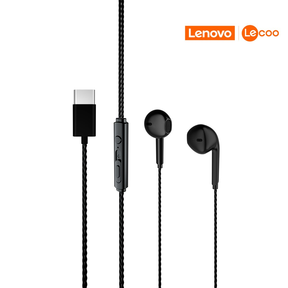 Fone de Ouvido Intra Auricular EH104 Preto conector USB-C Lenovo Lecoo