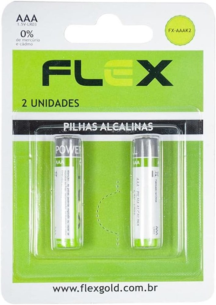 Pilha Alcalina AA Flex Gold com 2 Unidades