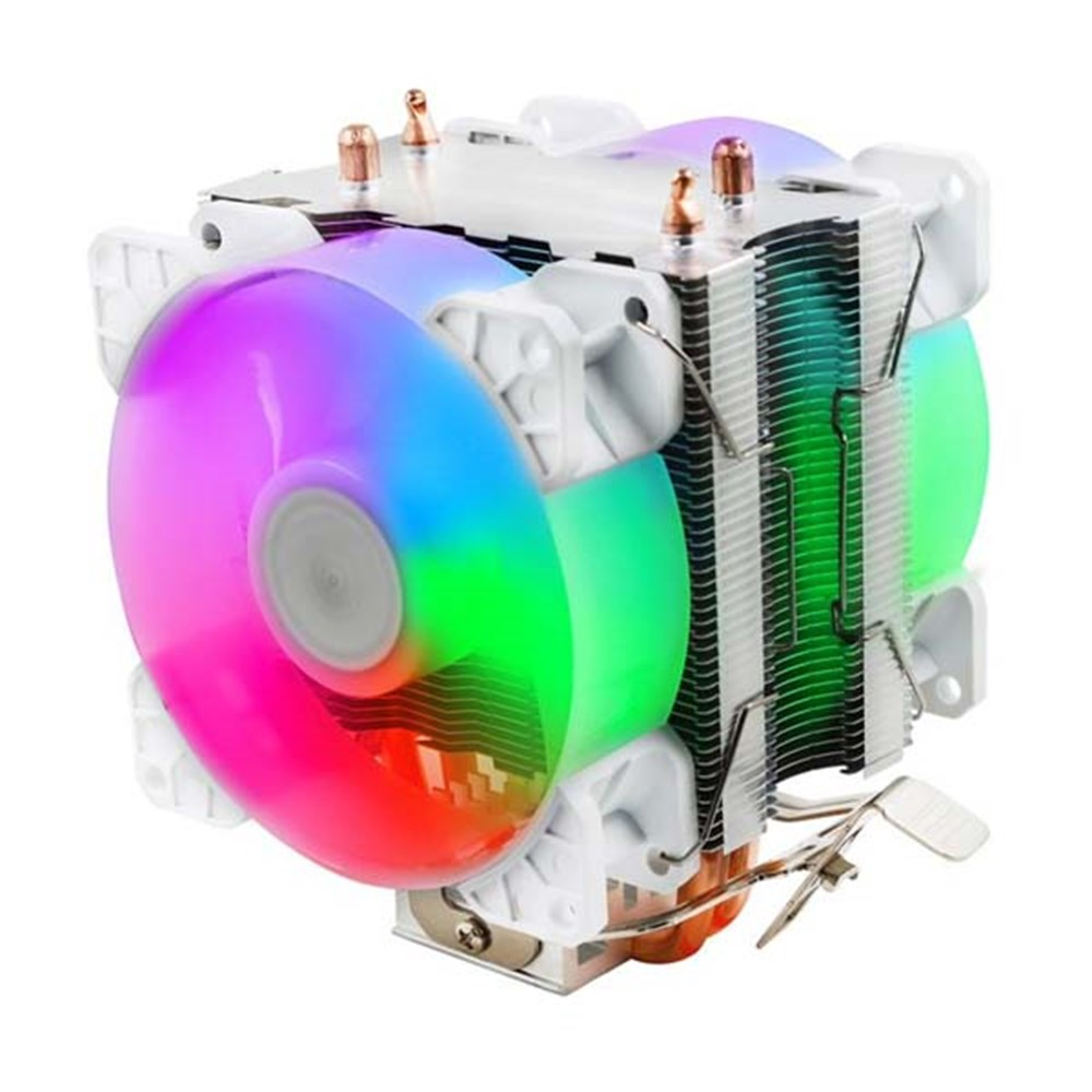 Cooler de Processador Intel / AMD  Duplo Fans RGB Dx-9500D Branco