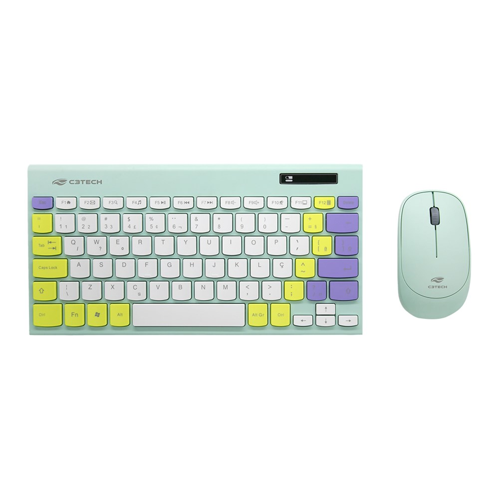 Teclado e Mouse KIT Sem Fio K-W71GN Verde TKL C3Tech