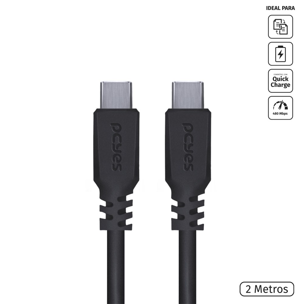 Cabo para Celular USB-C x USB-C 2 Metros PcYes