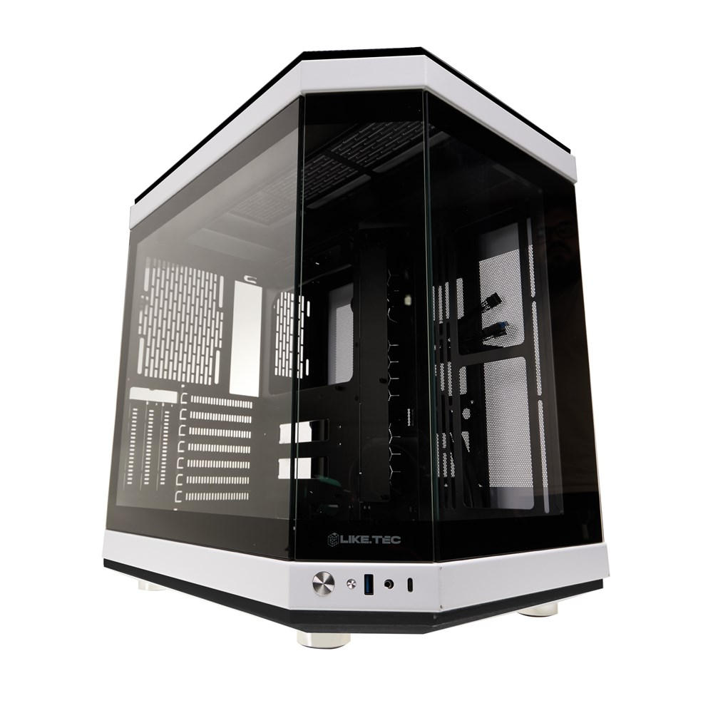 Gabinete Liketec Gamer Unreal Branco e Preto com Kit Fan Cube Disigner