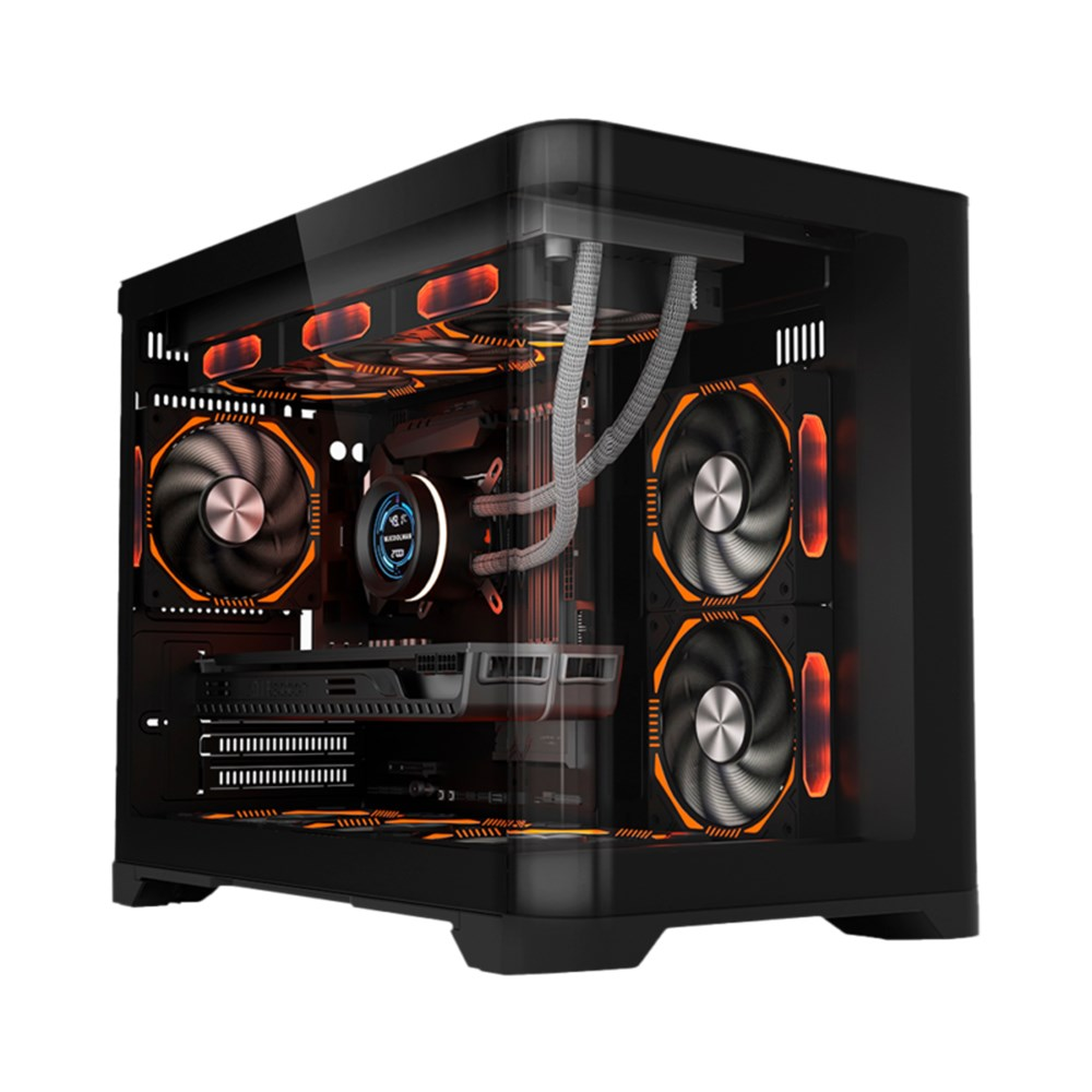 Gabinete Liketec Gamer Madness Preto com Kit Fan Vidro Curvo