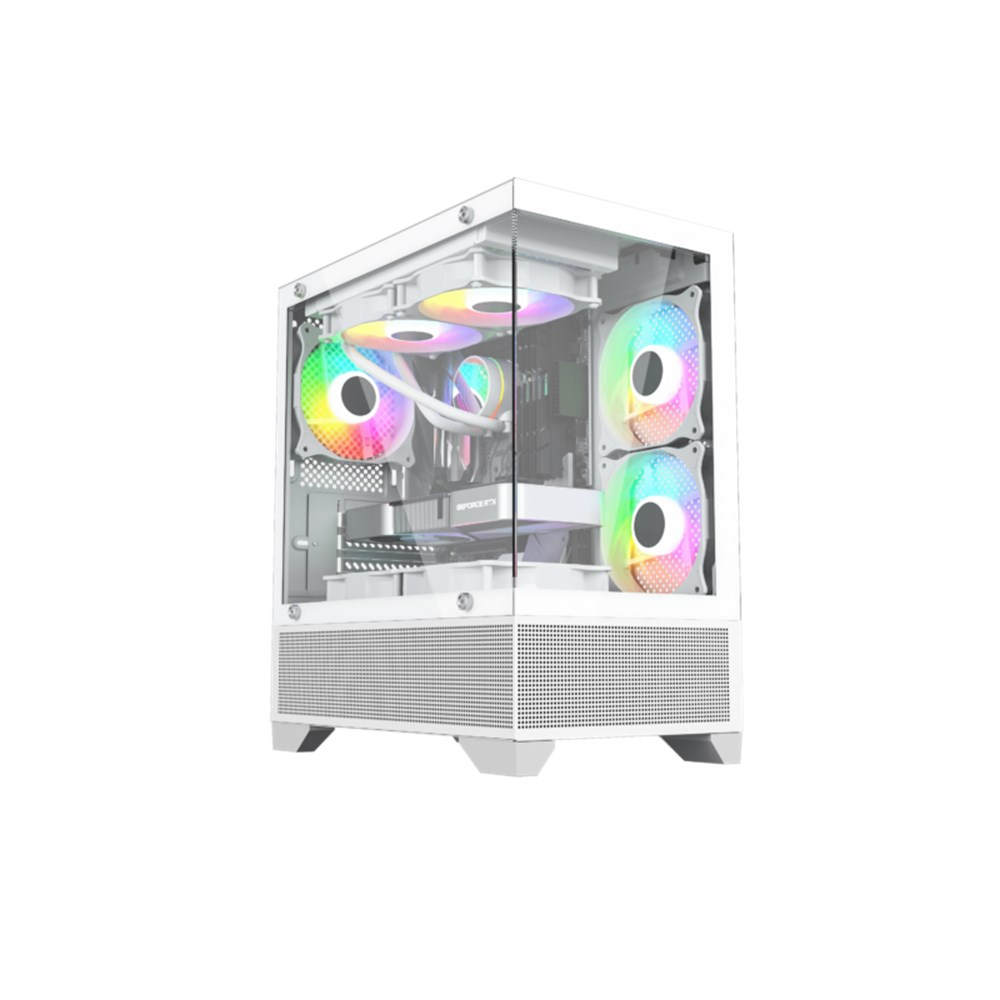 Gabinete Liketec Gamer Kingdom Snow Branco com Kit Fan