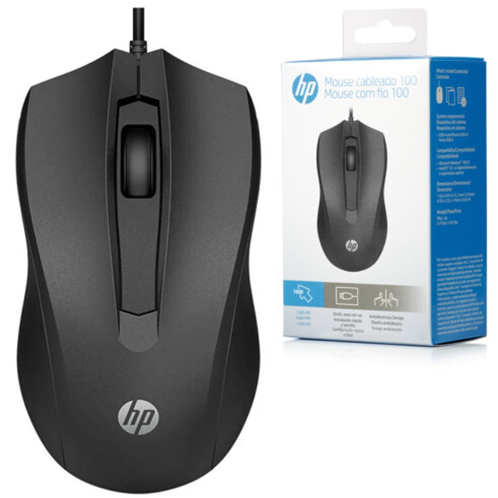 Mouse USB HP 100 Classic Preto 6VY96AA