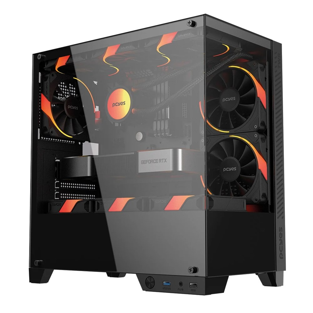 Gabinete Gamer Pcyes Forcefield Twr Black Vulcan - Gfftwrbv