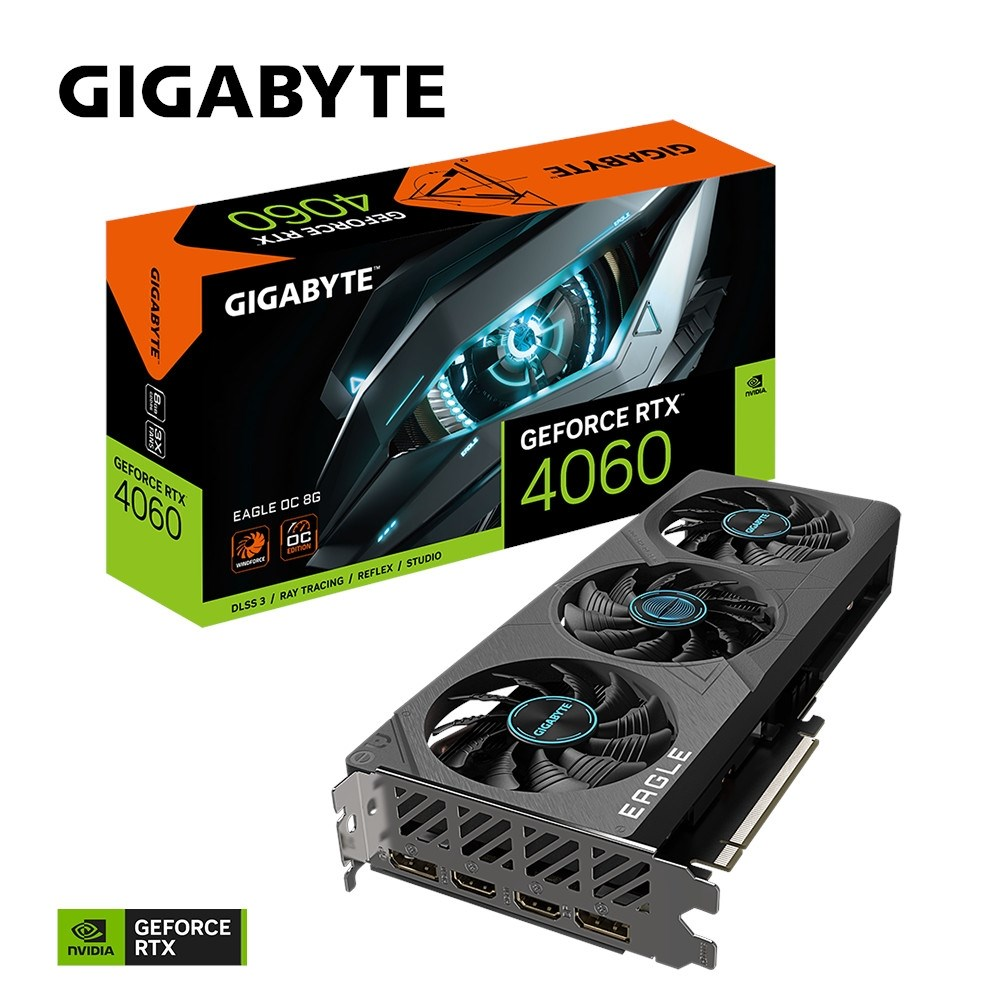 Placa de Vdeo GPU 8GB RTX 4060 OC Eagle GDDR6 128 bits Gigabyte Gv-N4060Eagle