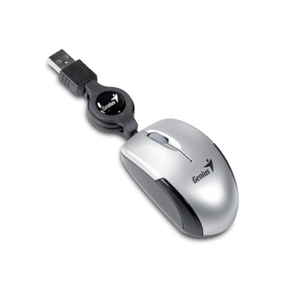 Mouse Genius Micro Traveler V2 Prata (USB / 1000 DPI / 3 Botoes / Cabo retratil 0,86m)