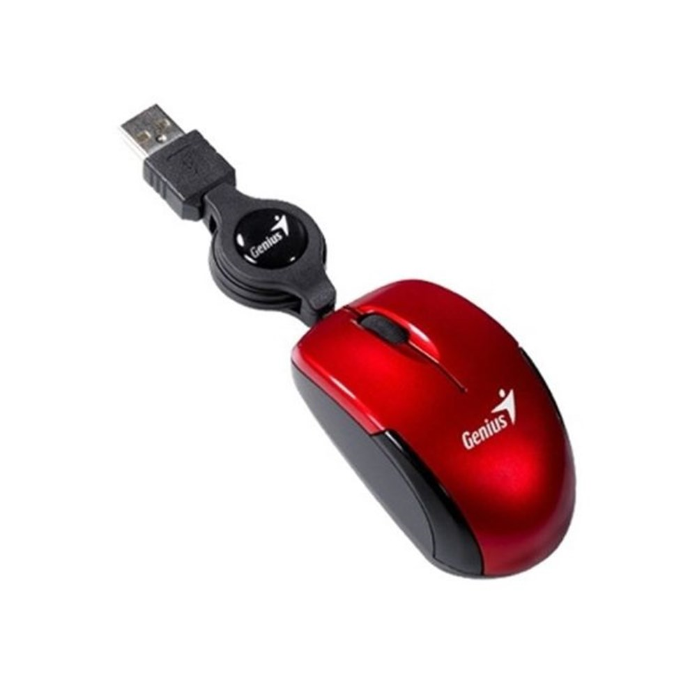 Mouse Genius Micro Traveler V2 Vermelho (USB / 1000 DPI / 3 Botoes / Cabo retratil 0,86m)