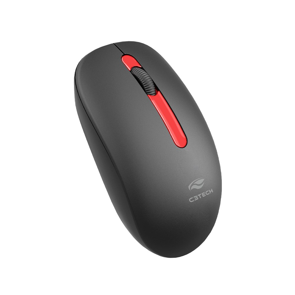 Mouse sem Fio C3Tech detalhe Vermelho M-W15RBK