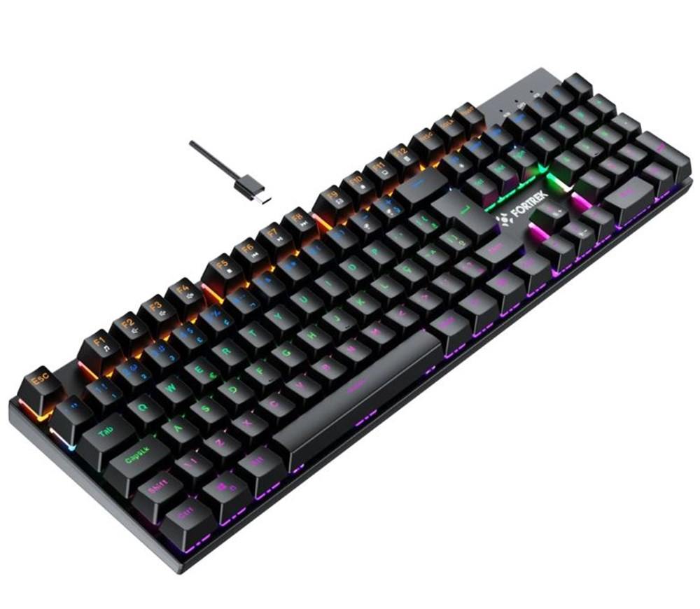 Teclado Gamer Mecnico Fortrek Gravity 100 Fullsized Preto conexo USB-C