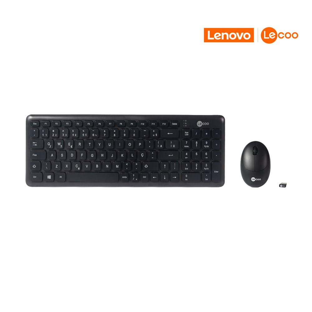 Teclado e Mouse Sem Fio Lenovo Lecoo KW204