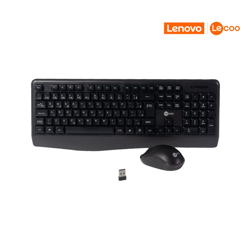 Teclado e Mouse Sem Fio Lenovo Lecoo KW211