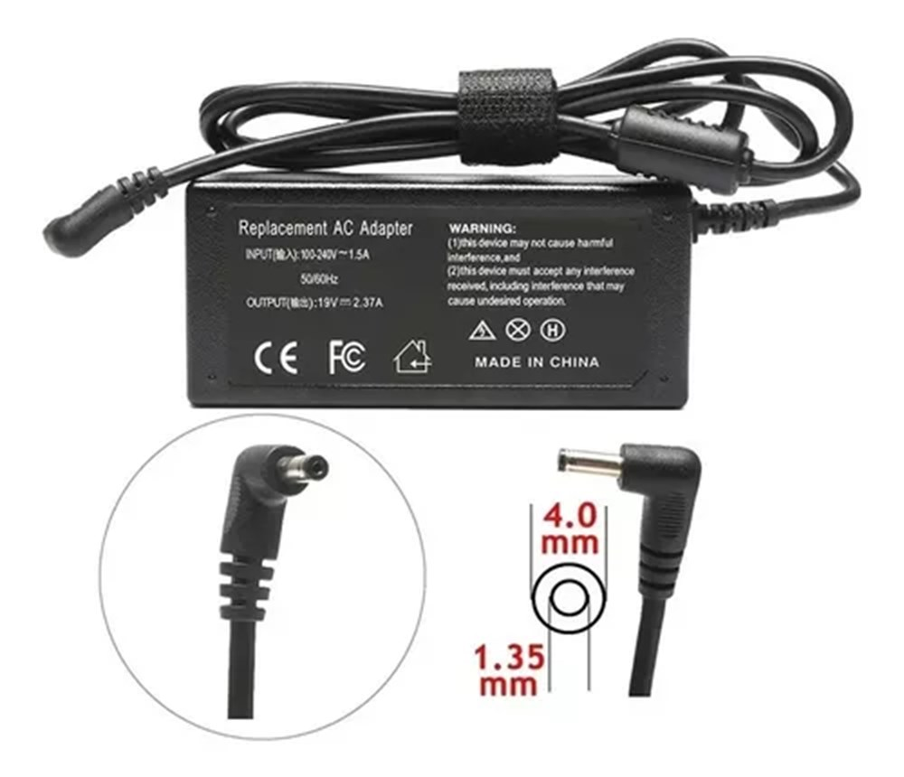 Fonte para Notebook Asus 19V 2,37A Plug 4.0x1.35mm