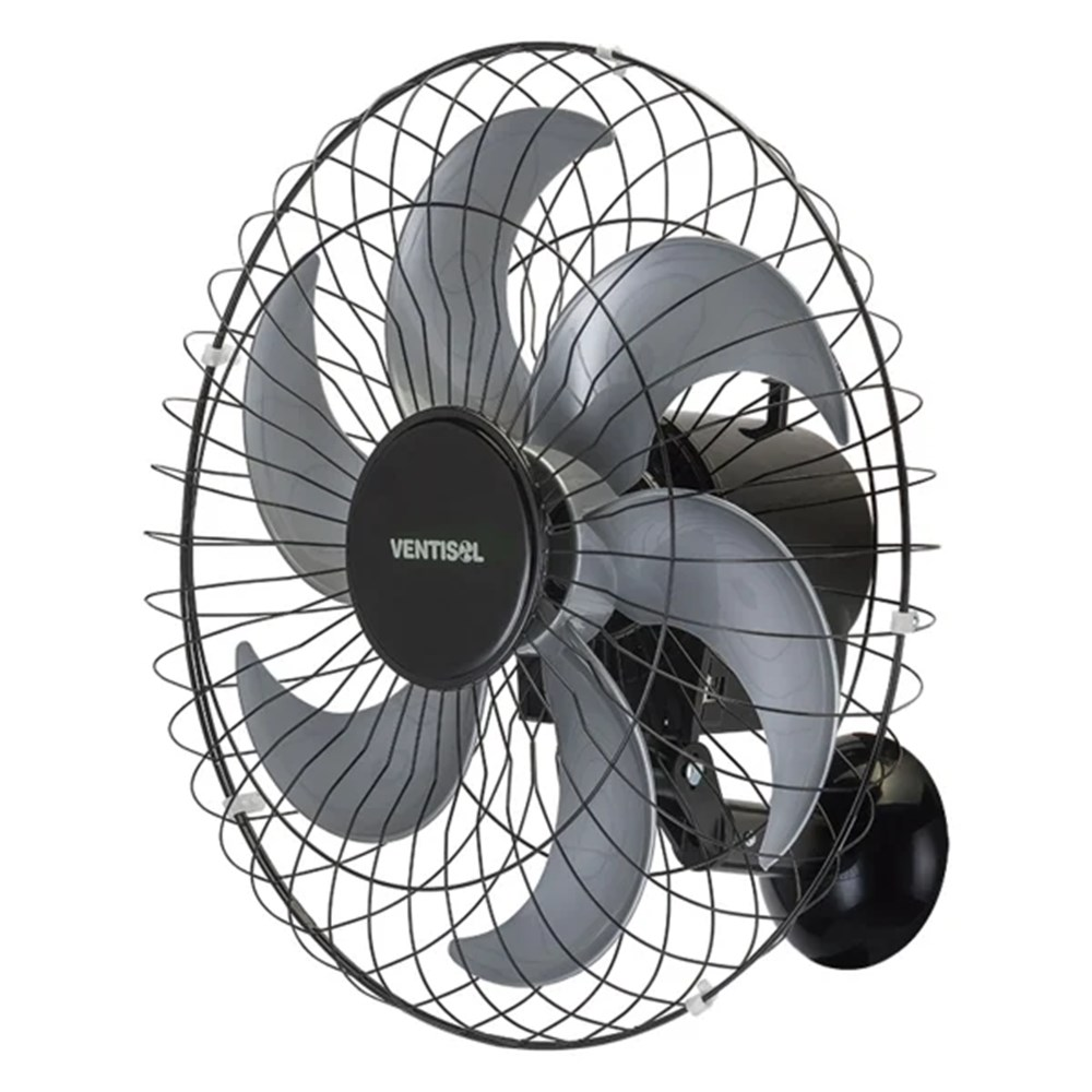 Ventilador de Parede Steel Turbo 50cm 6 Ps  Bivolt  Preto/Prata VENTISOL