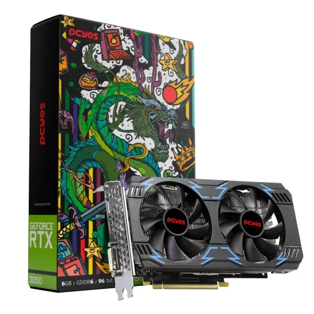 Placa de Vdeo GPU 6GB RTX 3050 GDDR6 96Bits PcYes Pvrtx30506Gb