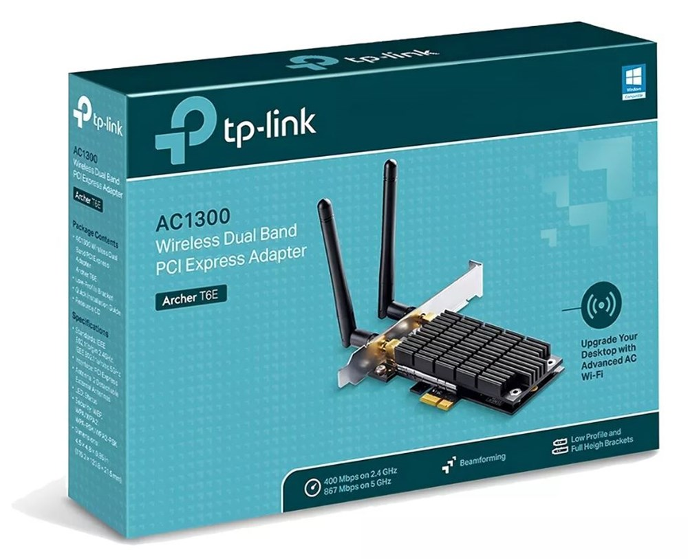 Placa de Rede Wireless Wi-Fi PCIe TP-Link Archer T6E com 2 antenas