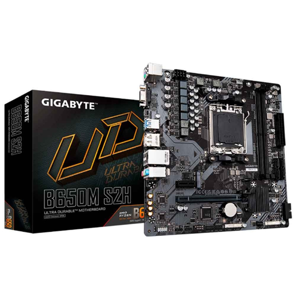 Placa Mae AMD AM5 Gigabyte B650M-S2H M.2 DDR5 USB 3.2 VGA HDMI DP