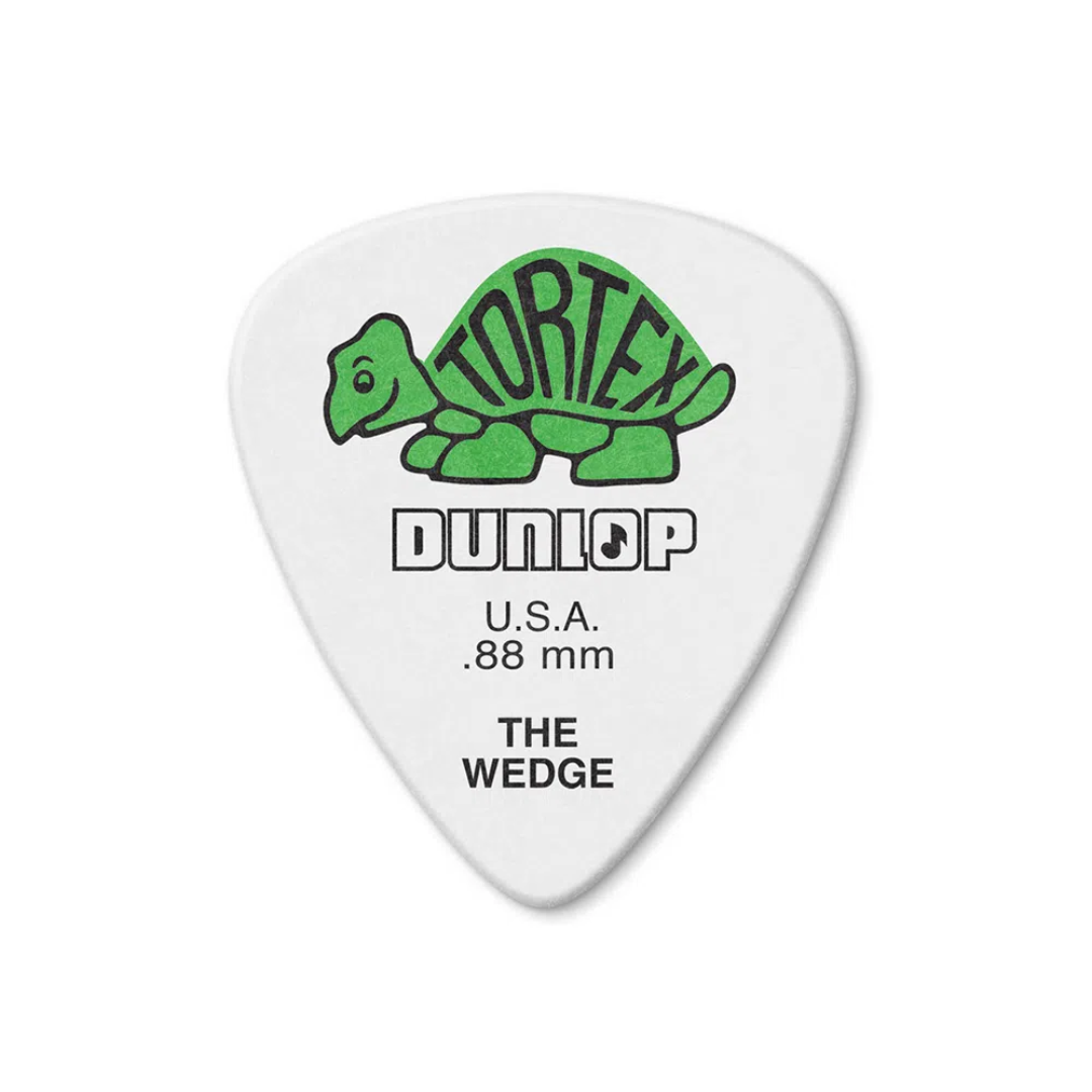 PALHETA TORTEX WEDGE 0,88MM BRANCO/VERDE DUNLOP