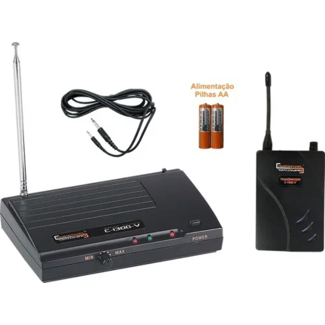 TRANSMISSOR/RECEPTOR PARA INSTRUMENTO SEM FIO VHF C-I300V COMPATIVEL BY TSI