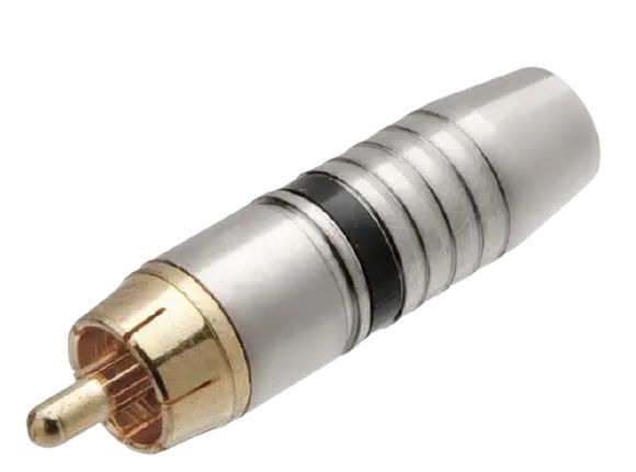 Plug Rca 6mm Prof. Estriado Preto/dourado Mxt