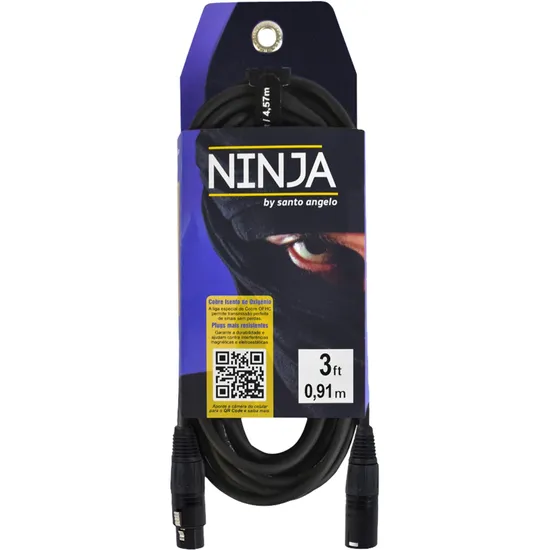 CABO MICROFONE XLRM X XLRF 0,20MM 0,91MT NINJA SANTO ANGELO