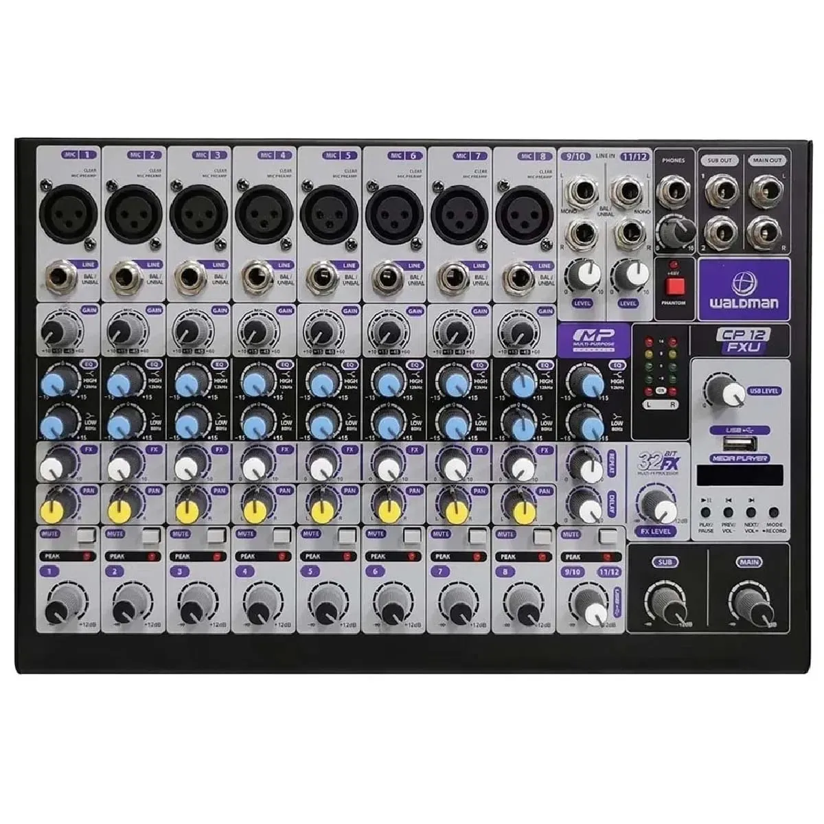 Mesa De Som 12 Canais Cp-12fxu Waldman