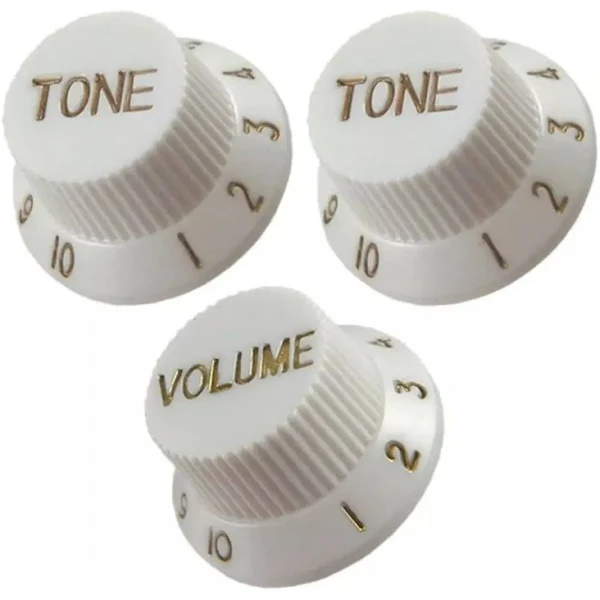 Kit Knobs Guitarra Strato Branco Com Dourado