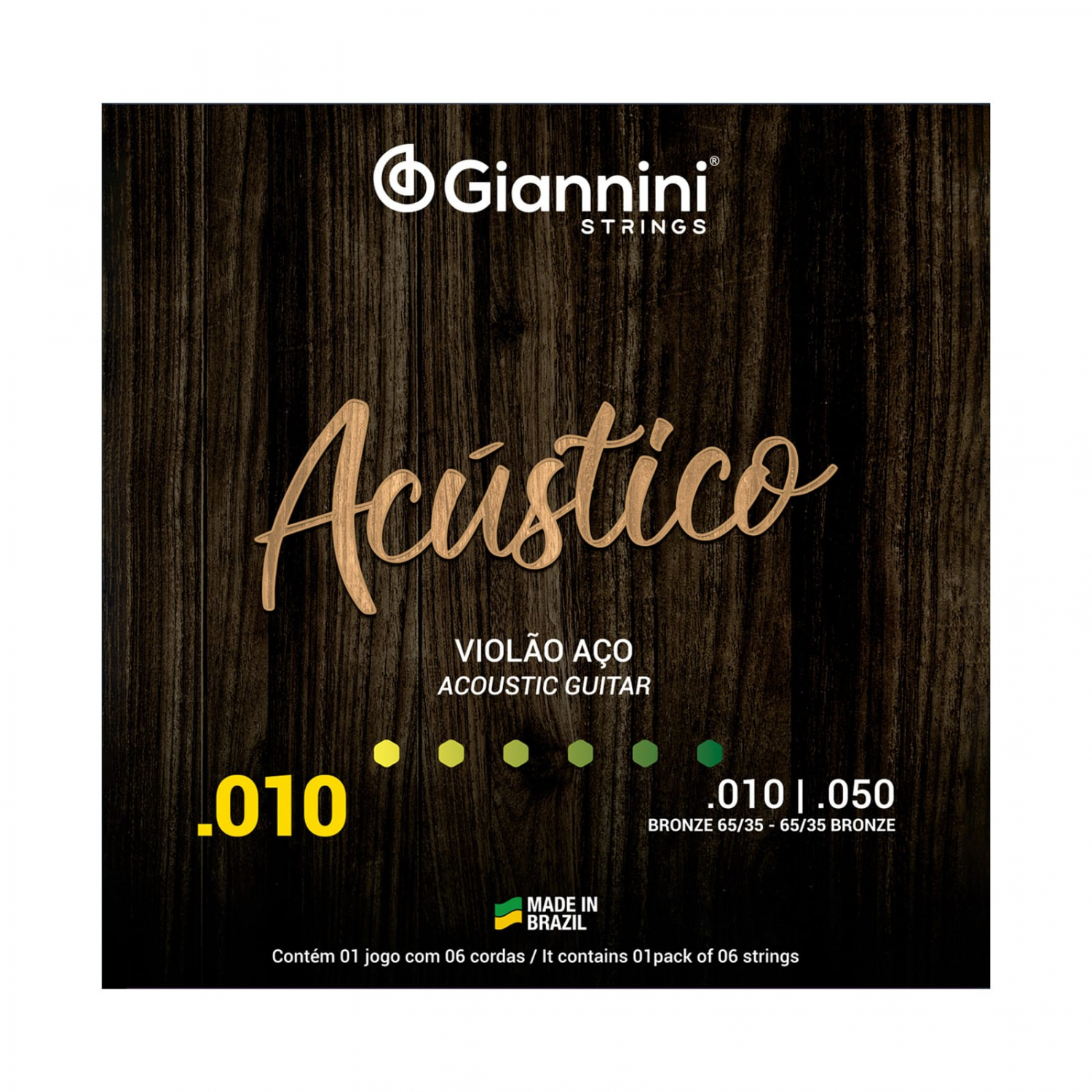 ENCORDOAMENTO VIOLAO 010 BRONZ 65/35 ACUSTICO GIANNINI