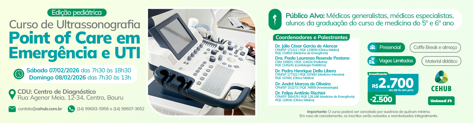 CURSO DE ULTRASSONOGRAFIA POINT OF CARE EM EMERGNCIA E UTI - EDIO PEDITRICA - 2026