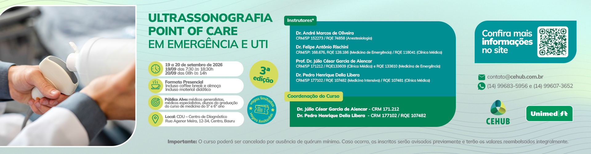 3ª EDIÇÃO - CURSO DE ULTRASSONOGRAFIA POINT OF CARE EM EMERGÊNCIA E UTI