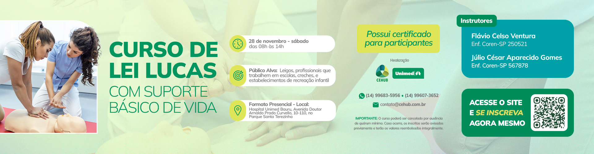 CURSO DE LEI LUCAS COM SUPORTE BÁSICO DE VIDA