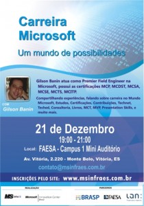 Evento sobre Carreira Microsoft  gratuito