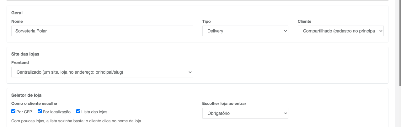 Configuração com frontend centralizado