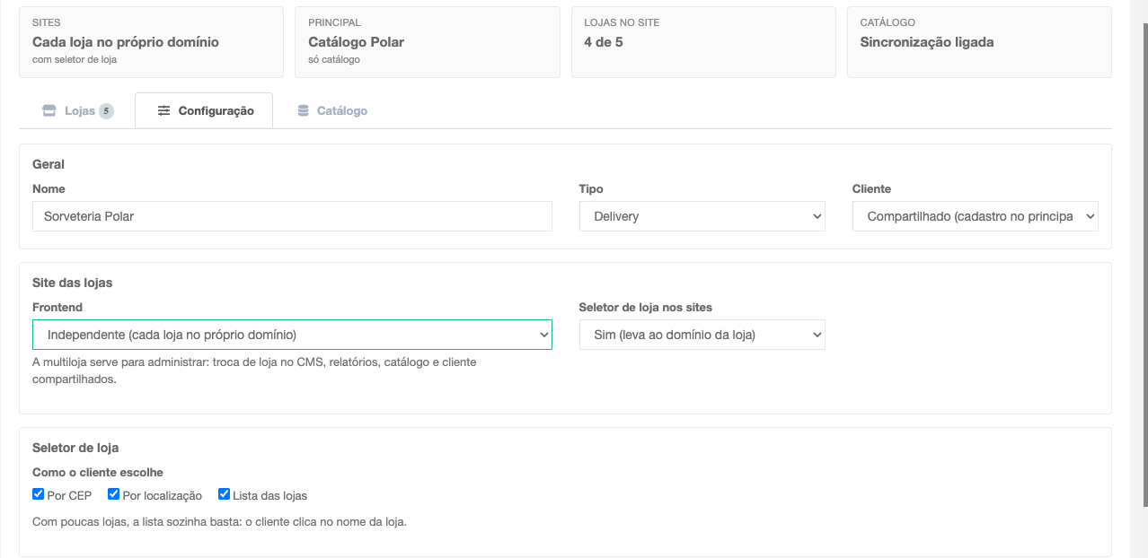 Configuração com frontend independente