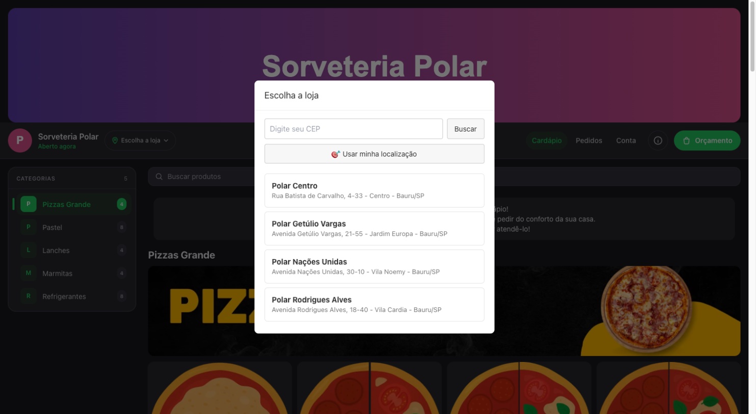 Seletor de loja no delivery